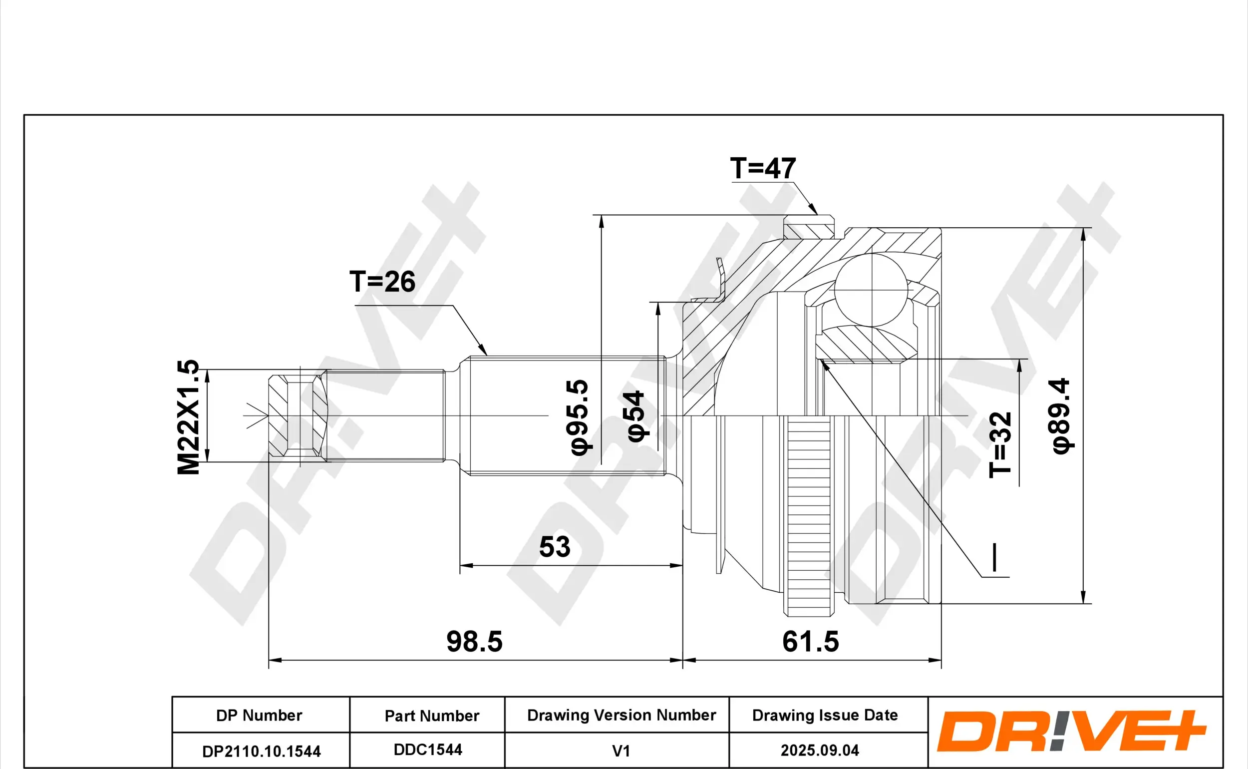 Gelenksatz, Antriebswelle DR!VE+ DP2110.10.1544
