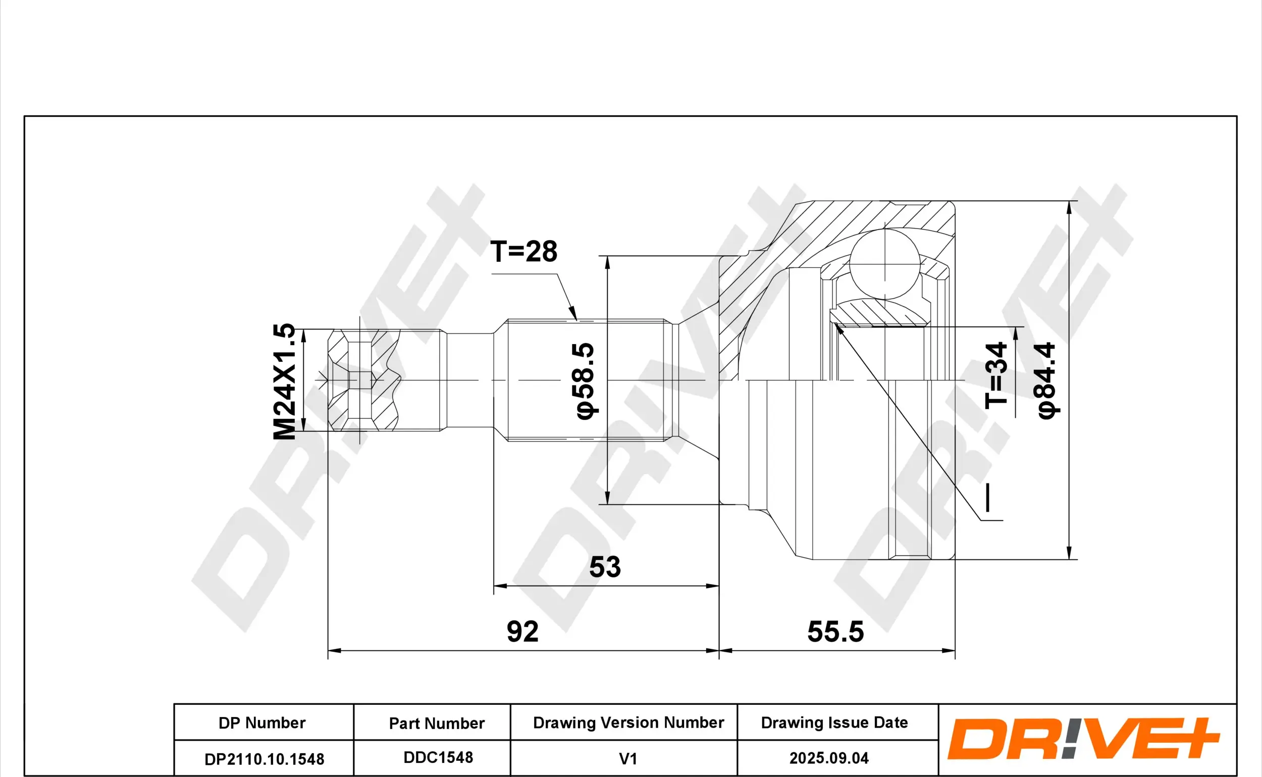 Gelenksatz, Antriebswelle DR!VE+ DP2110.10.1548