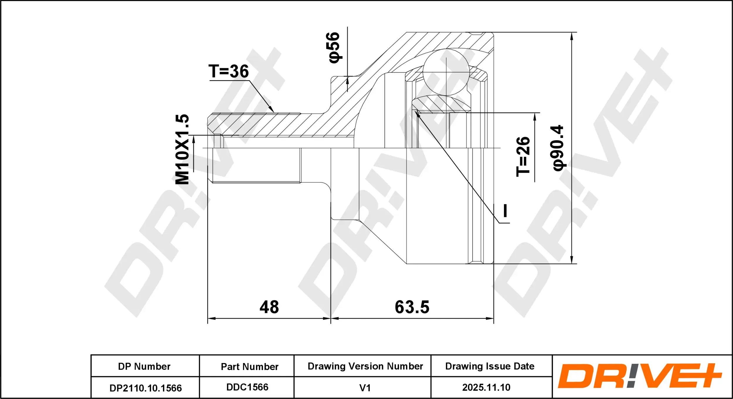 Gelenksatz, Antriebswelle DR!VE+ DP2110.10.1566