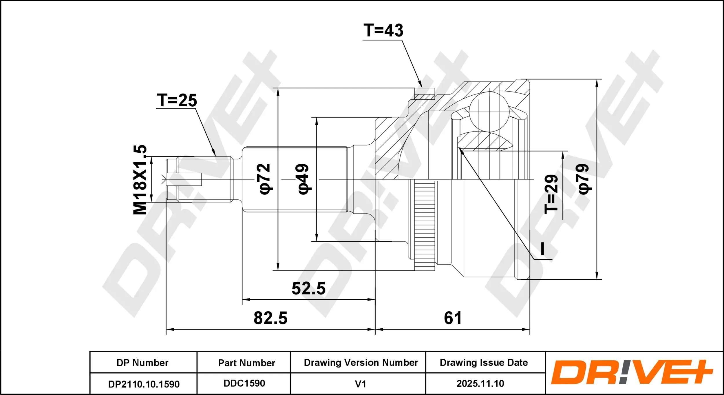 Gelenksatz, Antriebswelle DR!VE+ DP2110.10.1590