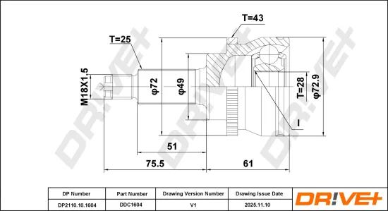 Gelenksatz, Antriebswelle Vorderachse links Vorderachse rechts DR!VE+ DP2110.10.1604 Bild Gelenksatz, Antriebswelle Vorderachse links Vorderachse rechts DR!VE+ DP2110.10.1604