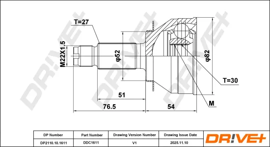 Gelenksatz, Antriebswelle Vorderachse links Vorderachse rechts radseitig DR!VE+ DP2110.10.1611 Bild Gelenksatz, Antriebswelle Vorderachse links Vorderachse rechts radseitig DR!VE+ DP2110.10.1611