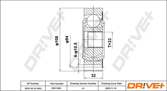 Gelenksatz, Antriebswelle Vorderachse links Vorderachse rechts getriebeseitig DR!VE+ DP2110.10.1653 Bild Gelenksatz, Antriebswelle Vorderachse links Vorderachse rechts getriebeseitig DR!VE+ DP2110.10.1653