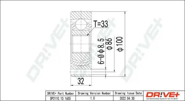 Gelenksatz, Antriebswelle Dr!ve+ DP2110.10.1655