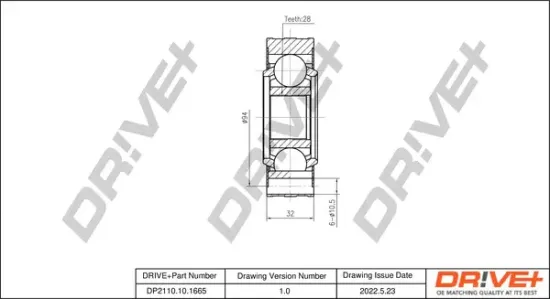 Gelenksatz, Antriebswelle Vorderachse rechts getriebeseitig Dr!ve+ DP2110.10.1665 Bild Gelenksatz, Antriebswelle Vorderachse rechts getriebeseitig Dr!ve+ DP2110.10.1665