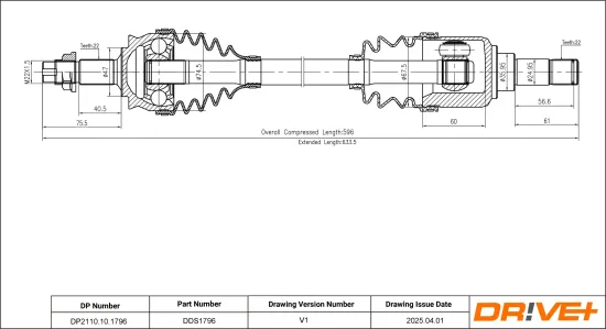 Antriebswelle Vorderachse links Dr!ve+ DP2110.10.1796 Bild Antriebswelle Vorderachse links Dr!ve+ DP2110.10.1796