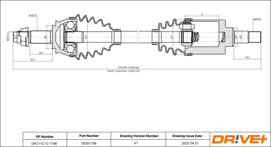 Antriebswelle Vorderachse links Dr!ve+ DP2110.10.1798 Bild Antriebswelle Vorderachse links Dr!ve+ DP2110.10.1798