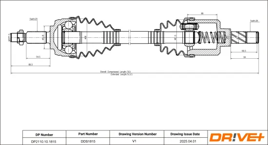 Antriebswelle Vorderachse Vorderachse rechts Dr!ve+ DP2110.10.1815 Bild Antriebswelle Vorderachse Vorderachse rechts Dr!ve+ DP2110.10.1815