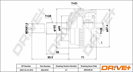 Gelenksatz, Antriebswelle Vorderachse radseitig DR!VE+ DP2110.10.1875 Bild Gelenksatz, Antriebswelle Vorderachse radseitig DR!VE+ DP2110.10.1875