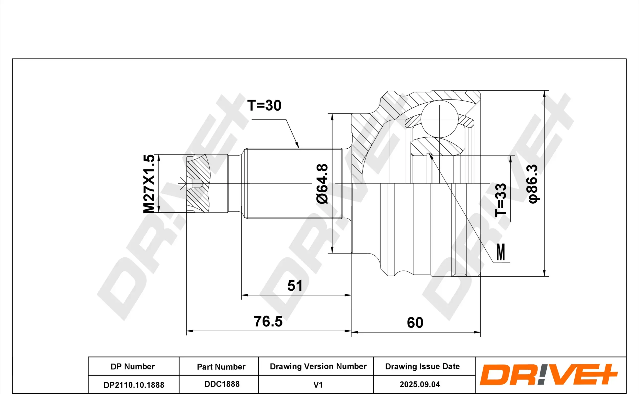 Gelenksatz, Antriebswelle DR!VE+ DP2110.10.1888