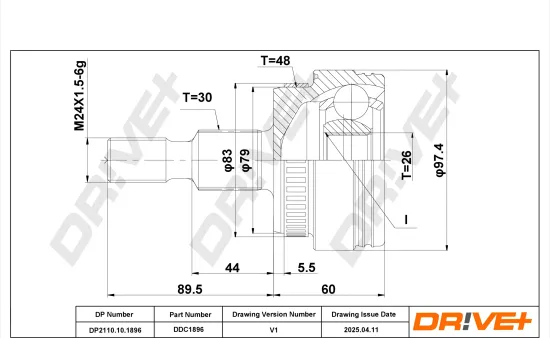 Gelenksatz, Antriebswelle Vorderachse links Vorderachse rechts radseitig DR!VE+ DP2110.10.1896 Bild Gelenksatz, Antriebswelle Vorderachse links Vorderachse rechts radseitig DR!VE+ DP2110.10.1896