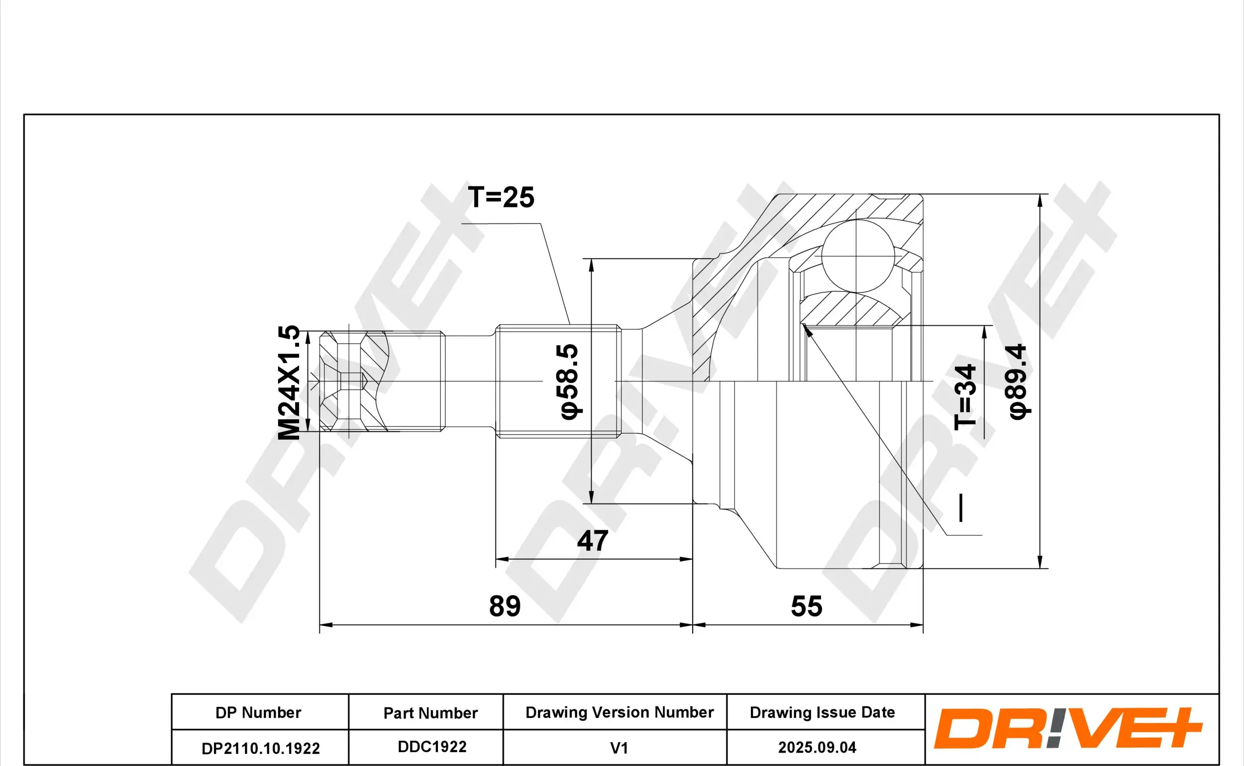 Gelenksatz, Antriebswelle DR!VE+ DP2110.10.1922