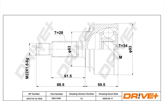 Gelenksatz, Antriebswelle Vorderachse DR!VE+ DP2110.10.1935 Bild Gelenksatz, Antriebswelle Vorderachse DR!VE+ DP2110.10.1935