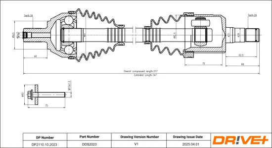 Antriebswelle Vorderachse links Dr!ve+ DP2110.10.2023 Bild Antriebswelle Vorderachse links Dr!ve+ DP2110.10.2023