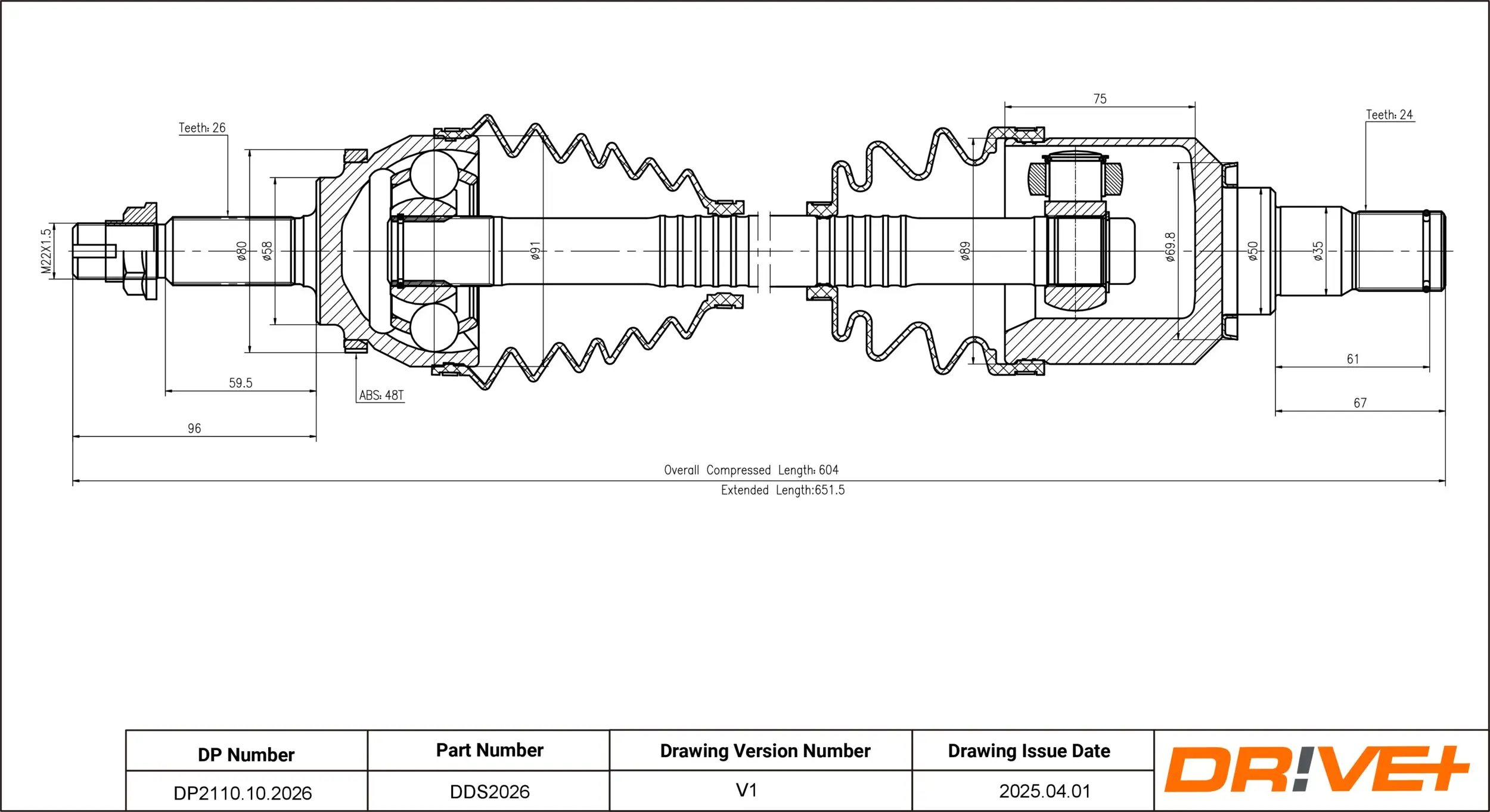 Antriebswelle Vorderachse links Dr!ve+ DP2110.10.2026