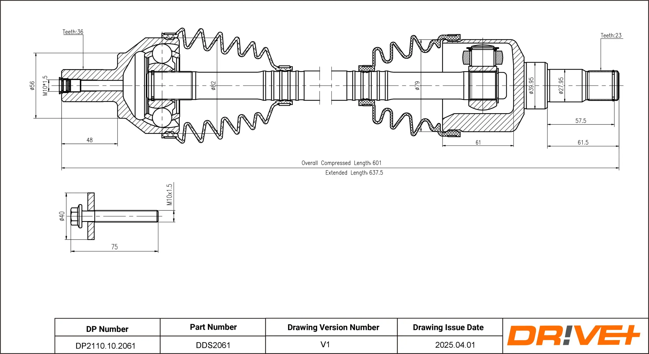 Antriebswelle Vorderachse links Dr!ve+ DP2110.10.2061