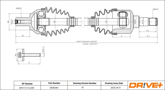 Antriebswelle Vorderachse links Dr!ve+ DP2110.10.2061 Bild Antriebswelle Vorderachse links Dr!ve+ DP2110.10.2061