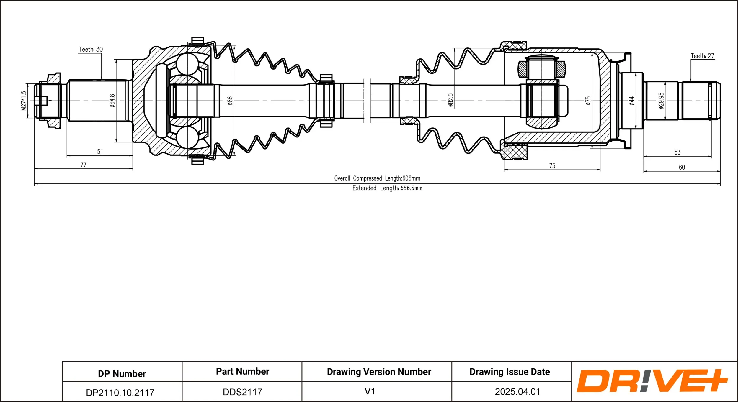Antriebswelle Vorderachse links Dr!ve+ DP2110.10.2117