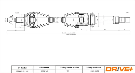 Antriebswelle Vorderachse rechts Dr!ve+ DP2110.10.2149 Bild Antriebswelle Vorderachse rechts Dr!ve+ DP2110.10.2149