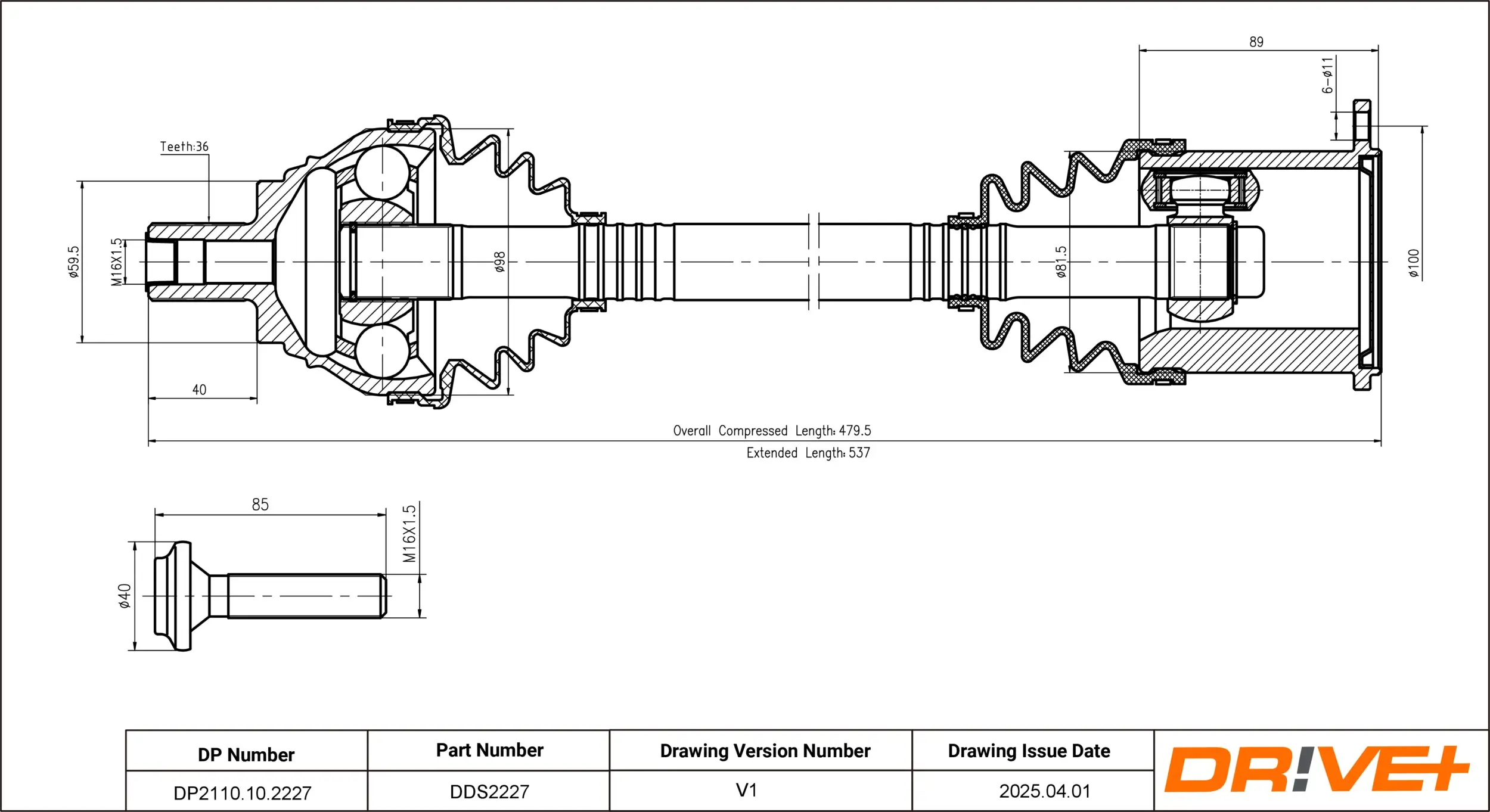 Antriebswelle Dr!ve+ DP2110.10.2227