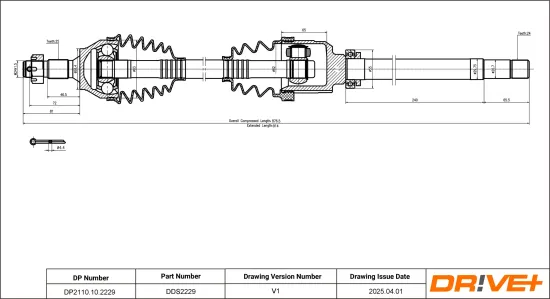 Antriebswelle Vorderachse rechts Dr!ve+ DP2110.10.2229 Bild Antriebswelle Vorderachse rechts Dr!ve+ DP2110.10.2229