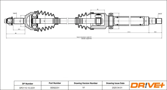 Antriebswelle Vorderachse rechts Dr!ve+ DP2110.10.2231 Bild Antriebswelle Vorderachse rechts Dr!ve+ DP2110.10.2231