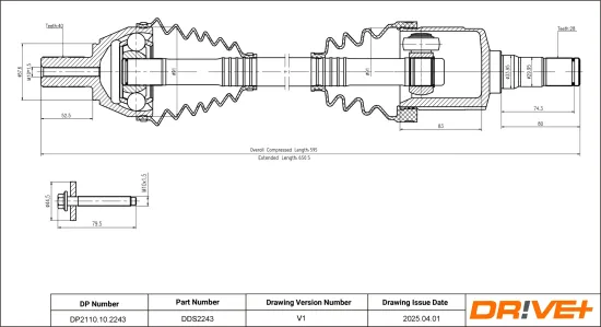 Antriebswelle Vorderachse links Dr!ve+ DP2110.10.2243 Bild Antriebswelle Vorderachse links Dr!ve+ DP2110.10.2243
