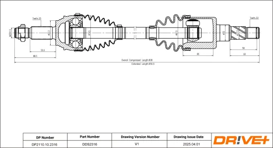 Antriebswelle Vorderachse rechts Dr!ve+ DP2110.10.2316 Bild Antriebswelle Vorderachse rechts Dr!ve+ DP2110.10.2316