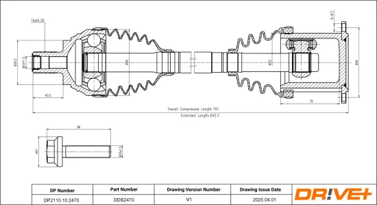 Antriebswelle Vorderachse rechts Dr!ve+ DP2110.10.2470 Bild Antriebswelle Vorderachse rechts Dr!ve+ DP2110.10.2470