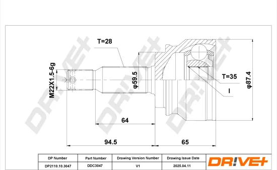 Gelenksatz, Antriebswelle DR!VE+ DP2110.10.3047 Bild Gelenksatz, Antriebswelle DR!VE+ DP2110.10.3047