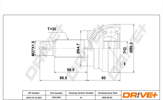 Gelenksatz, Antriebswelle DR!VE+ DP2110.10.3061 Bild Gelenksatz, Antriebswelle DR!VE+ DP2110.10.3061