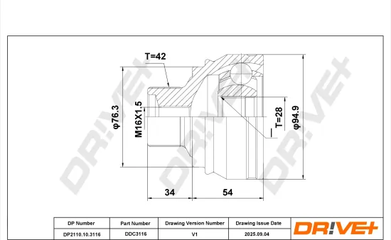 Gelenksatz, Antriebswelle DR!VE+ DP2110.10.3116 Bild Gelenksatz, Antriebswelle DR!VE+ DP2110.10.3116
