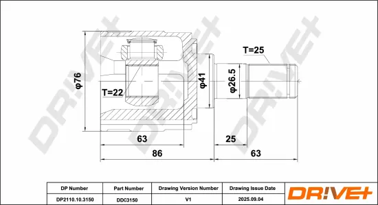 Gelenksatz, Antriebswelle DR!VE+ DP2110.10.3150 Bild Gelenksatz, Antriebswelle DR!VE+ DP2110.10.3150