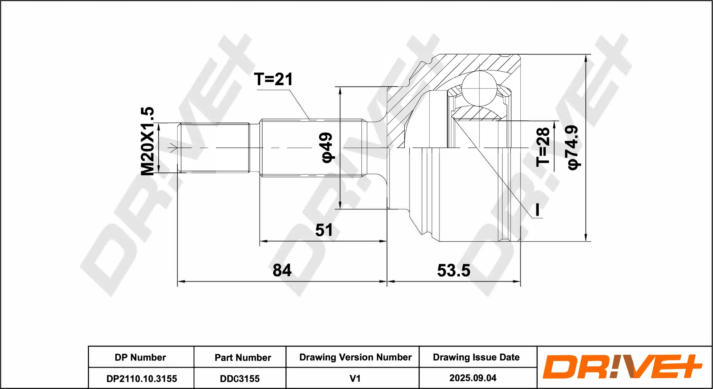 Gelenksatz, Antriebswelle DR!VE+ DP2110.10.3155