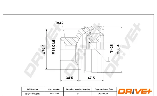 Gelenksatz, Antriebswelle DR!VE+ DP2110.10.3163 Bild Gelenksatz, Antriebswelle DR!VE+ DP2110.10.3163