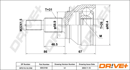 Gelenksatz, Antriebswelle Vorderachse rechts DR!VE+ DP2110.10.3192 Bild Gelenksatz, Antriebswelle Vorderachse rechts DR!VE+ DP2110.10.3192