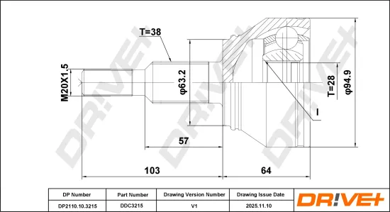 Gelenksatz, Antriebswelle DR!VE+ DP2110.10.3215 Bild Gelenksatz, Antriebswelle DR!VE+ DP2110.10.3215