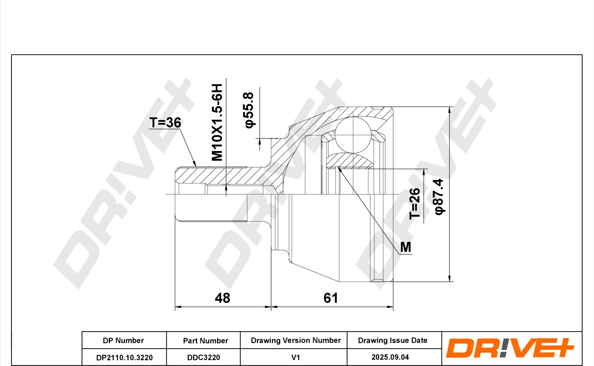 Gelenksatz, Antriebswelle radseitig DR!VE+ DP2110.10.3220