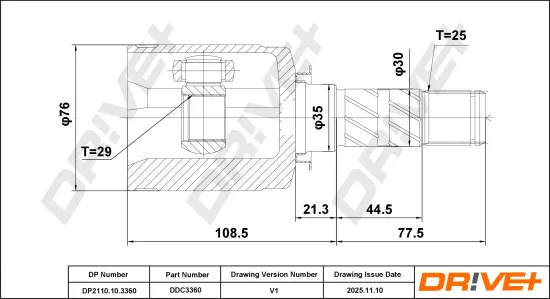 Gelenksatz, Antriebswelle getriebeseitig Vorderachse DR!VE+ DP2110.10.3360 Bild Gelenksatz, Antriebswelle getriebeseitig Vorderachse DR!VE+ DP2110.10.3360
