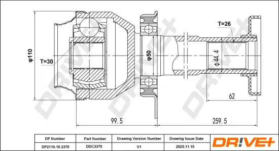 Gelenksatz, Antriebswelle Vorderachse rechts DR!VE+ DP2110.10.3370 Bild Gelenksatz, Antriebswelle Vorderachse rechts DR!VE+ DP2110.10.3370