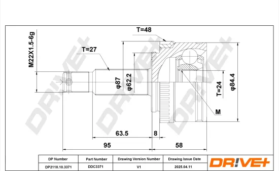 Gelenksatz, Antriebswelle getriebeseitig radseitig Vorderachse rechts DR!VE+ DP2110.10.3371 Bild Gelenksatz, Antriebswelle getriebeseitig radseitig Vorderachse rechts DR!VE+ DP2110.10.3371