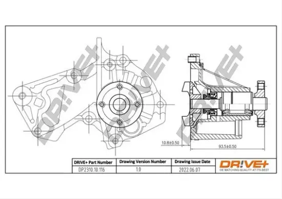 Wasserpumpe, Motorkühlung Dr!ve+ DP2310.10.116 Bild Wasserpumpe, Motorkühlung Dr!ve+ DP2310.10.116