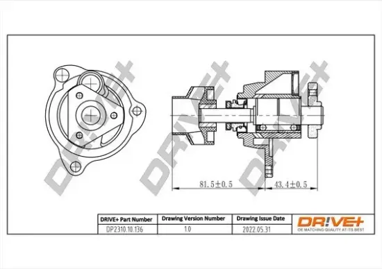 Wasserpumpe, Motorkühlung Dr!ve+ DP2310.10.136 Bild Wasserpumpe, Motorkühlung Dr!ve+ DP2310.10.136