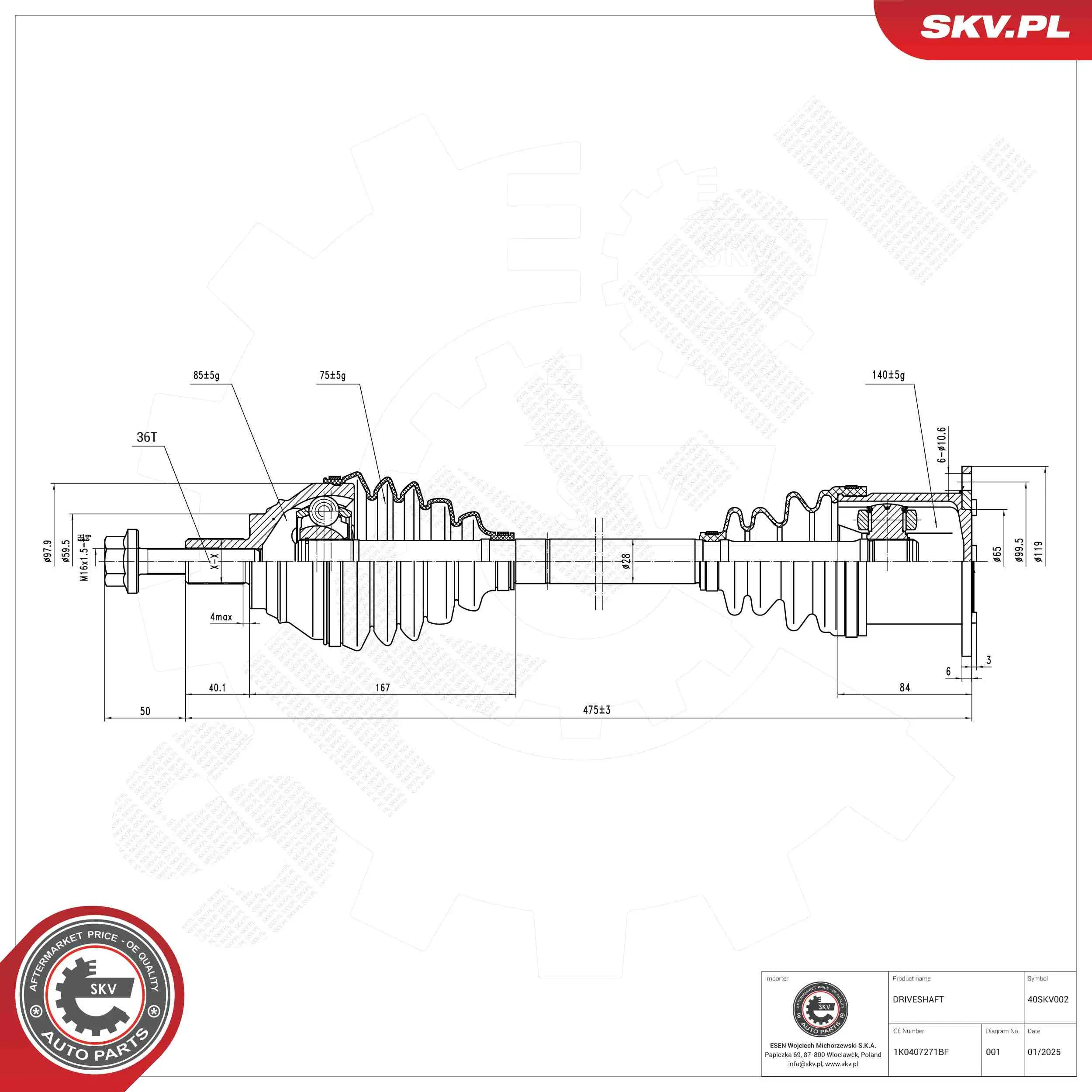 Antriebswelle ESEN SKV 40SKV002