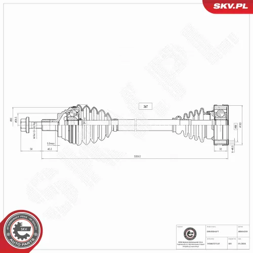 Antriebswelle Vorderachse links ESEN SKV 40SKV010 Bild Antriebswelle Vorderachse links ESEN SKV 40SKV010