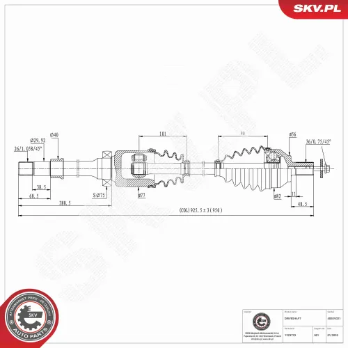 Antriebswelle Vorderachse rechts ESEN SKV 40SKV021 Bild Antriebswelle Vorderachse rechts ESEN SKV 40SKV021