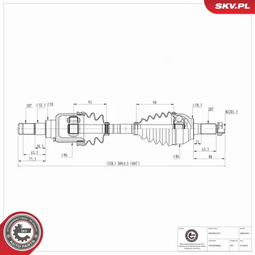 Antriebswelle Vorderachse links ESEN SKV 40SKV031 Bild Antriebswelle Vorderachse links ESEN SKV 40SKV031