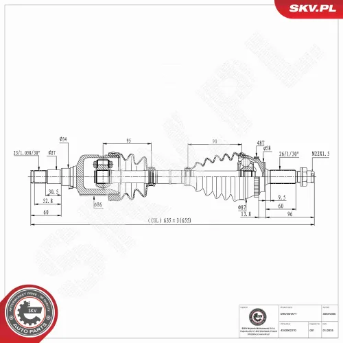 Antriebswelle Vorderachse links ESEN SKV 40SKV036 Bild Antriebswelle Vorderachse links ESEN SKV 40SKV036