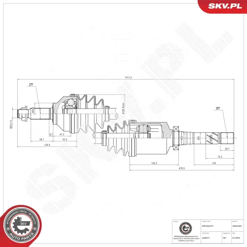 Antriebswelle Vorderachse rechts ESEN SKV 40SKV062 Bild Antriebswelle Vorderachse rechts ESEN SKV 40SKV062