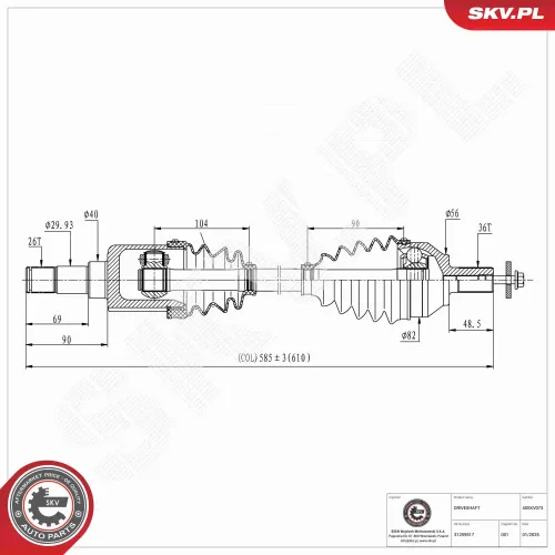 Antriebswelle Vorderachse links ESEN SKV 40SKV073 Bild Antriebswelle Vorderachse links ESEN SKV 40SKV073
